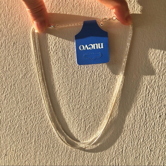 Silver-Coloured Triple Layer Necklace, 16” - Picture 5 of 5